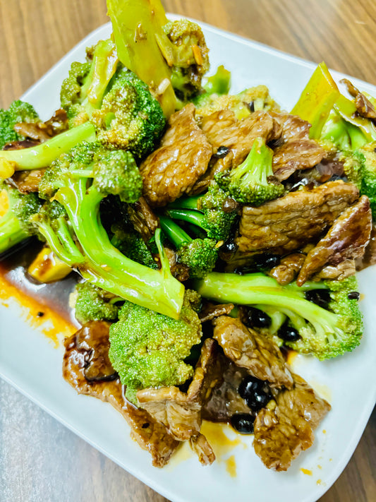 Pan Fried Beef Broccoli in Black Bean Sauce